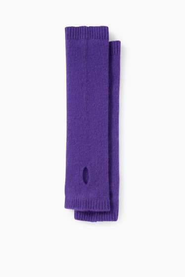 Damen - Fingerlose Kaschmir-Handschuhe - lila