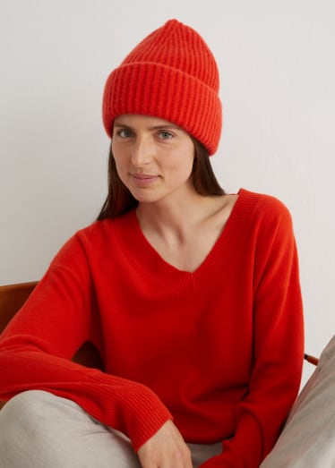 Donna - Berretto di cashmere - arancio scuro
