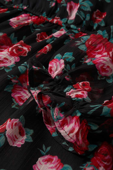 Kobiety - CLOCKHOUSE - sukienka kopertowa - w kwiaty - czarny