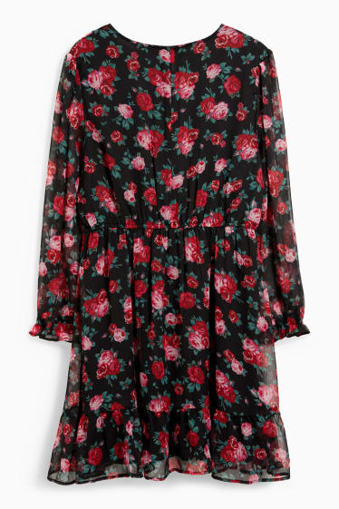 Donna - CLOCKHOUSE - vestito a portafoglio - a fiori - nero