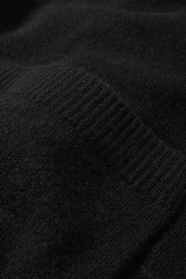 Dámské - Dlouhý kašmírový pletený kardigan - černá