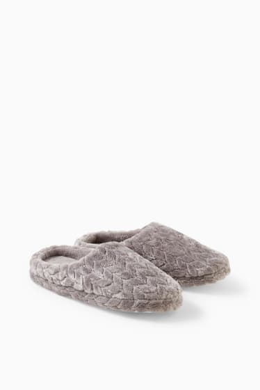 Donna - Pantofole di ecopelliccia - grigio
