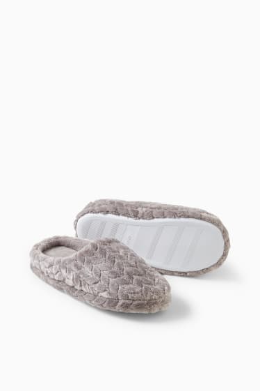 Donna - Pantofole di ecopelliccia - grigio