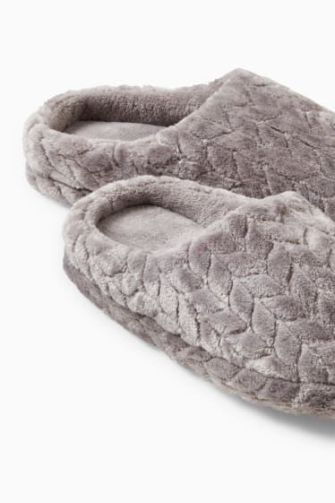 Donna - Pantofole di ecopelliccia - grigio