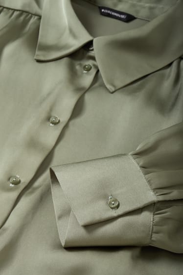 Femmes - CLOCKHOUSE - chemisier en satin et noué - vert