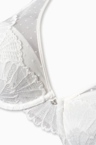 Femei - Sutien cu armătură - DEMI - vătuit - alb-crem