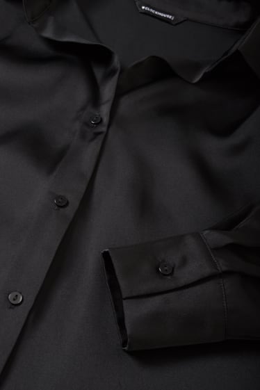 Femmes - CLOCKHOUSE - chemisier en satin et noué - noir