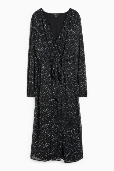 Women - Wrap dress - polka dot - black / white