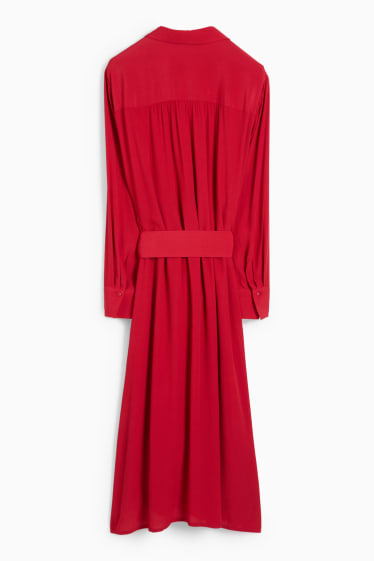 Femmes - Robe-chemisier en viscose - rouge foncé