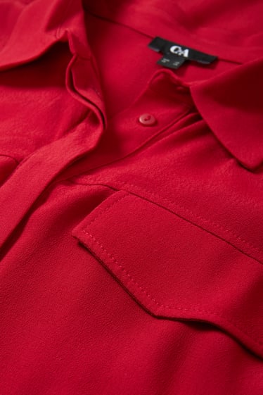 Femmes - Robe-chemisier en viscose - rouge foncé