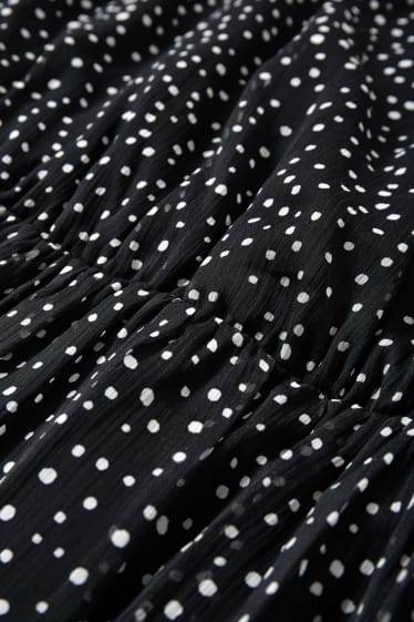 Dámské - Zavinovací šaty - puntíkované - černá/bílá