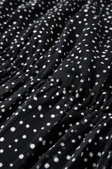 Donna - Vestito a portafoglio - a pois - nero / bianco