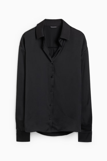 Femmes - CLOCKHOUSE - chemisier en satin - noir