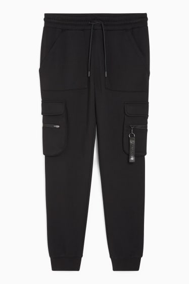 Hommes - Pantalon de jogging cargo - noir