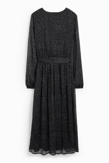 Mujer - Vestido cruzado - de lunares - negro