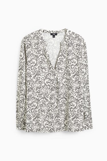 Women - Blouse - patterned - white / black