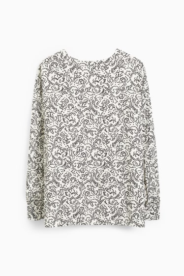 Women - Blouse - patterned - white / black