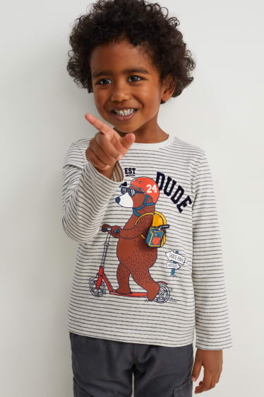 Kinder Jungen - Langarmshirt - gestreift - hellbeige