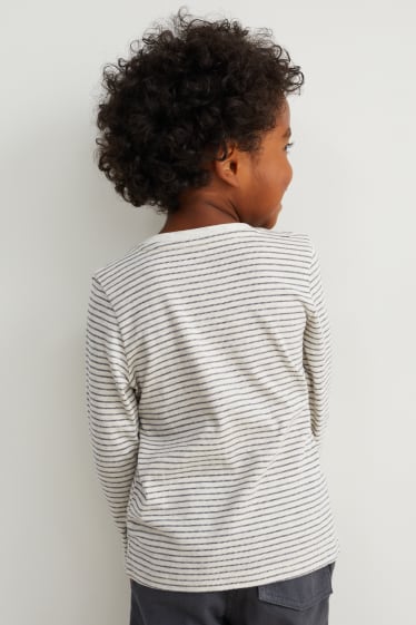 Kinder Jungen - Langarmshirt - gestreift - hellbeige