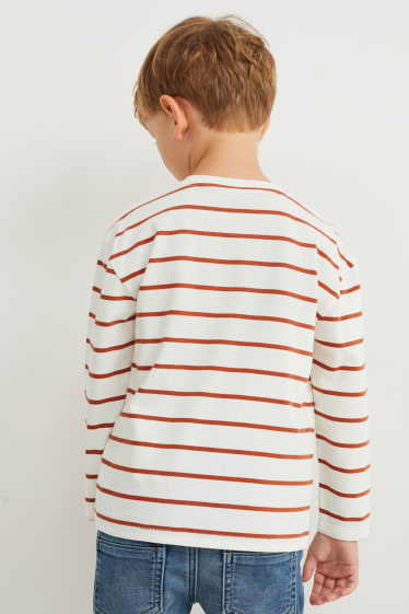 Kinder Jungen - Langarmshirt - gestreift - braun / cremeweiß