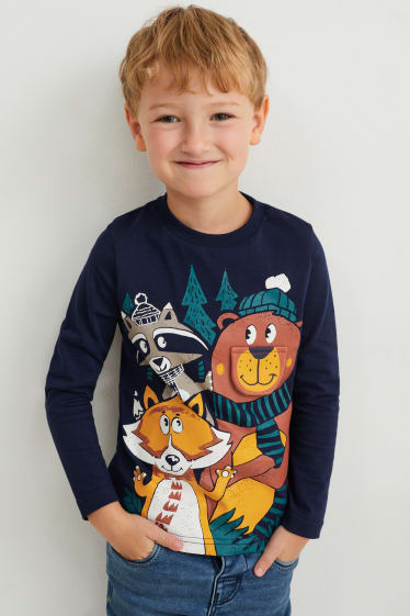 Kinder Jungen - Multipack 3er - Langarmshirt - dunkelblau