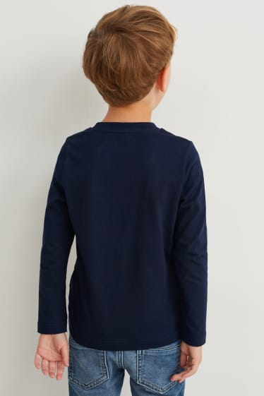 Dětské - Multipack 3 ks - tričko s dlouhým rukávem - tmavomodrá