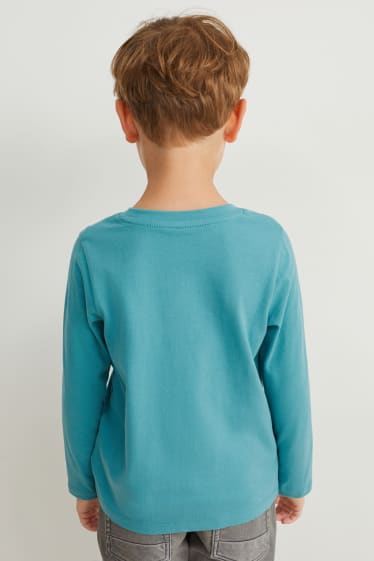 Kinderen: jongens - Set van 3 - longsleeve - turquoise
