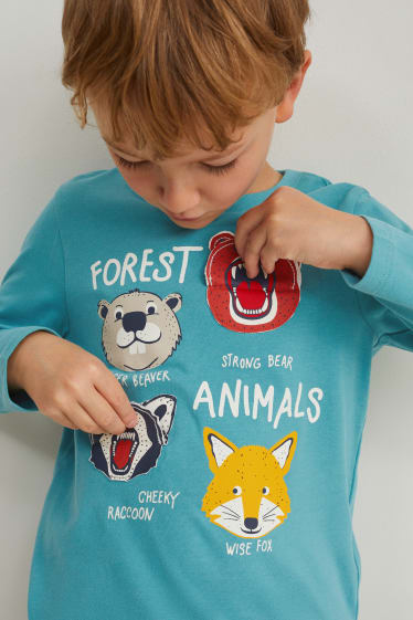 Kinderen: jongens - Set van 3 - longsleeve - turquoise