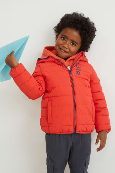 Kinderen - Gewatteerde jas met capuchon - donker oranje