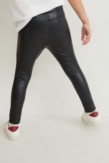 Kinderen: meisjes - Legging - imitatieleer - zwart