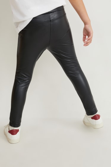 Kinderen - Legging - imitatieleer - zwart