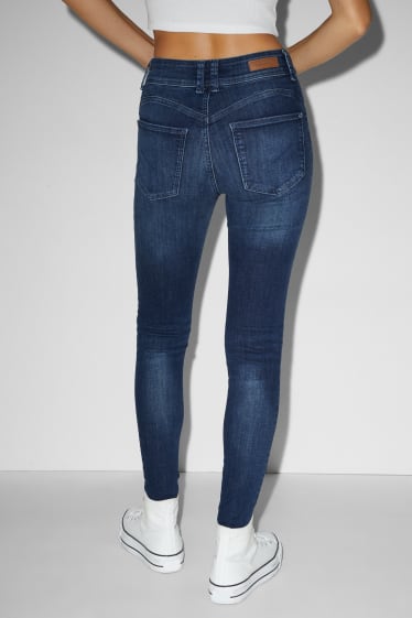 Dames - CLOCKHOUSE - skinny jeans - mid waist - push-up effect - jeansblauw