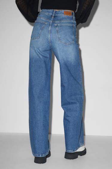 Women - CLOCKHOUSE - wide leg jeans - high waist - blue denim