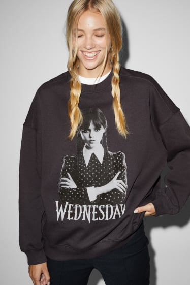 Tieners & jongvolwassenen - CLOCKHOUSE - oversized sweatshirt - Wednesday - zwart