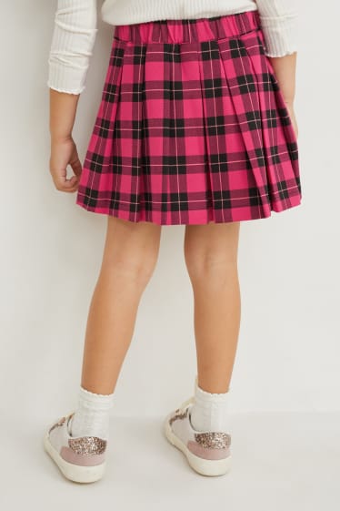 Nena - Minnie Mouse - faldilla - de quadres - fúcsia