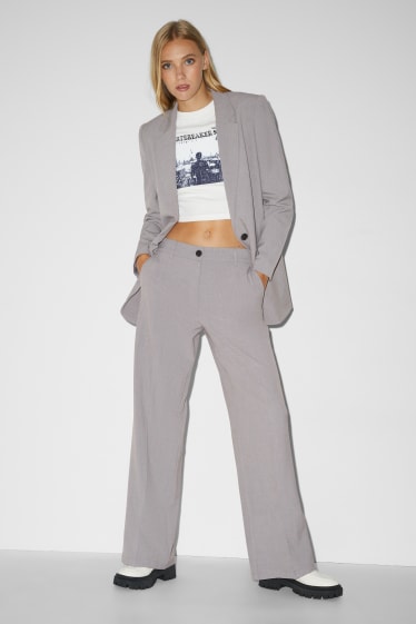 Women - CLOCKHOUSE - cloth trousers - mid-rise waist - straight fit - gray