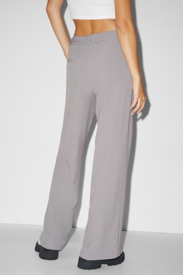 Women - CLOCKHOUSE - cloth trousers - mid-rise waist - straight fit - gray