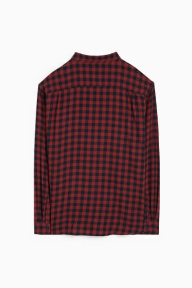 Home - Camisa de franel·la - regular fit - Kent - de quadres - vermell fosc