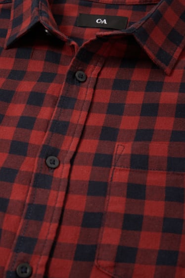 Home - Camisa de franel·la - regular fit - Kent - de quadres - vermell fosc