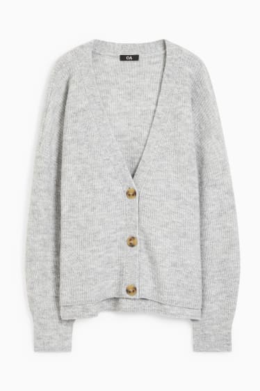 Damen - Strickjacke - hellgrau-melange