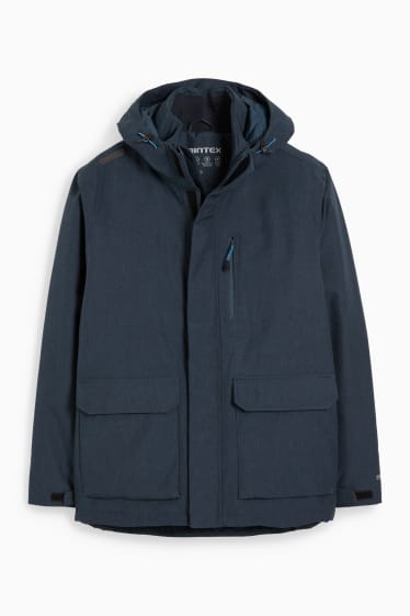 Hommes - Veste softshell à capuche - imperméable - bleu foncé