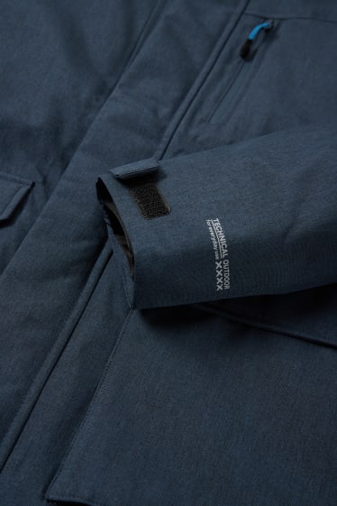 Hommes - Veste softshell à capuche - imperméable - bleu foncé