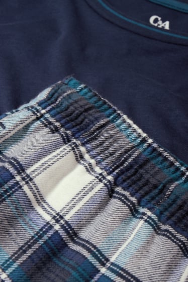Mężczyźni - Piżama z flanelowymi spodniami - ciemnoniebieski