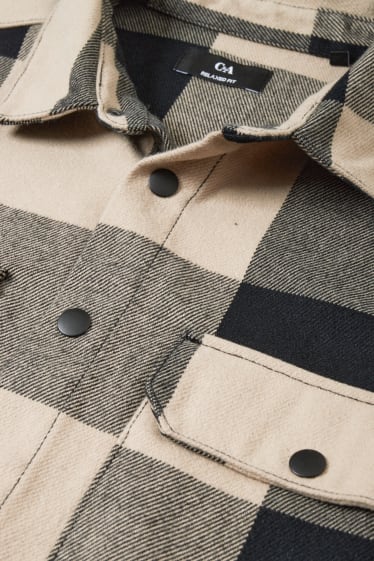 Herren - Hemd - Relaxed Fit - Kent - kariert - schwarz