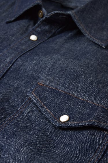 Men - Denim shirt - regular fit - Kent collar - denim-dark blue