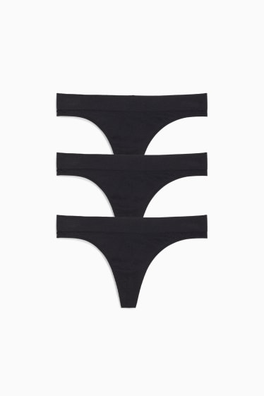 Mujer - Pack de 3 - tangas - sin costuras - negro