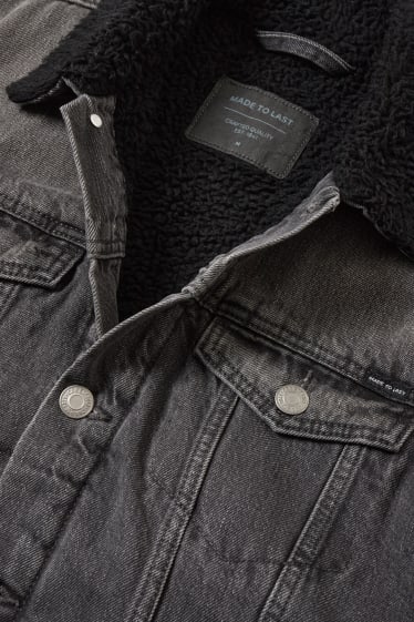 Pánské - Džínová bunda - džíny - šedé
