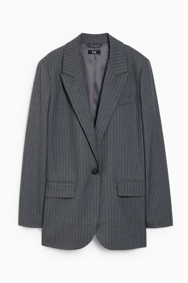 Women - Oversized blazer - pinstripes - dark gray