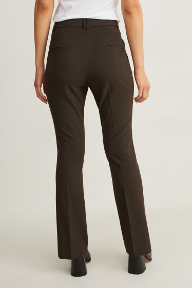 Dámské - Business kalhoty - mid waist - flared - Flex - 4 Way Stretch - hnědá