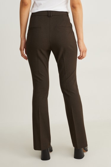 Femei - Pantaloni office - talie medie - flared - 4 Way Stretch - maro